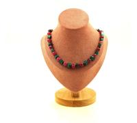 Collana Perle Crisocolla Di USA + Tormalina Bicolore 8 MM Catena Collana Fe