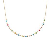 Collana Perle Di Cristallo Multicolore & Sfere Dorati Placcato Oro 18 Carati