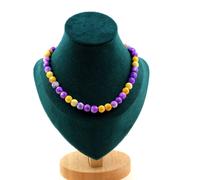 Collana Perle Di Jaspe Giallo Viola + Jaspe Viola Blu 8 Mm Catena In Taglia Per