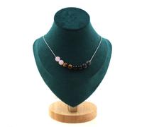 Collana Perle Di Quarzo Rosa + Labradorite + Ossidiana Nera + Occhio Di Tigre