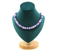 Collana Perle Di Quarzo Rosa + Mica Viola Opaca + Agata Crazy Lace Blu 8 Collana