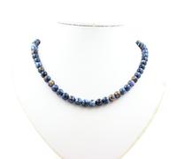 Collana Perle Diaspro Blu 8 MM Catena IN Acciaio Inossidabile