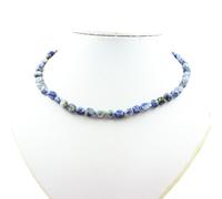 Collana Perle Diaspro Blu D'Africa Del Sud Catena IN Acciaio Inossidabile