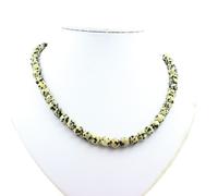 Collana Perle Diaspro Dalmata 8 MM Catena IN Acciaio Inossidabile