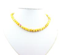 Collana Perle Diaspro Giallo Viola 8 MM Catena IN Acciaio Inossidabile