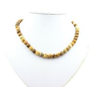 Collana Perle Diaspro Paesaggio 8 MM Catena IN Acciaio Inossidabile