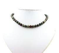 Collana Perle Diaspro Sangue Di Dragone 8 MM Catena IN Acciaio Inossidabile