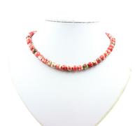 Collana Perle Diaspro Verde Rosso 8 MM Catena IN Acciaio Inossidabile