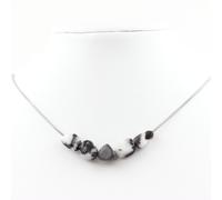 Collana Perle Diaspro Zebra Del Brasile + Labradorite Finlandia Catena IN