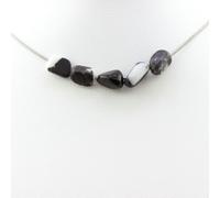 Collana Perle Diaspro Zebra Del Brasile + Occhio Di Faucon. Catena IN Acciaio