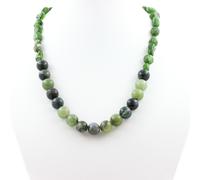 Collana Perle Diopside Del Brasile + Giada + Agata Schiuma 8 Mm. Catena Fe