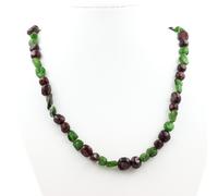 Collana Perle Diopside Del Brasile + Granato Spessartina Mozambique. Catena IN