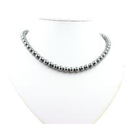 Collana Perle Ematite 8 MM Catena IN Acciaio Inossidabile