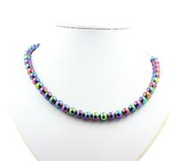 Collana Perle Ematite Multicolore 8 MM Catena IN Acciaio Inossidabile