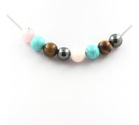 Collana Perle EMATITE + TURCHESE + OCCHIO DI TIGRE + OPALE ROSA 8 Mm Catena In