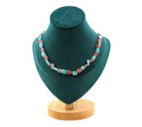 Collana Perle Fragola Quarzo Madagascar + Amazzonite Del Brasile Collana Fe