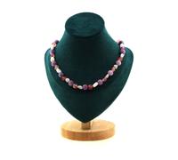 Collana Perle Fragola Quarzo Madagascar + Kunzite Del Brasile + Collana Fe
