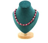 Collana Perle Fragola Quarzo Madagascar + Occhio di Tigre Fucsia Collana