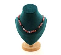 Collana Perle Fragola Quarzo Madagascar + Tormalina Taglia Personalizzato