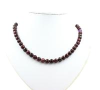 Collana Perle Granato 8 MM Catena IN Acciaio Inossidabile