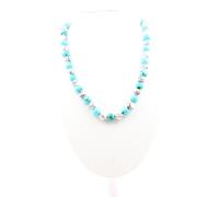 Collana Perle Howlite + Howlite Turchese 8 MM Catena IN Acciaio Inossidabile