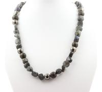 Collana Perle Labradorite Di Finlandia + Pirite Di Spagna 8 Mm. Catena Collana