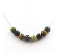 Collana Perle Labradorite + Occhio Di Tigre + Unakite + Agata Nera 8 Collana Fe