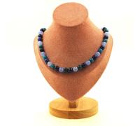 Collana Perle Lapis Lazuli + Acquamarina + Apatite 8 Mm Catena In Collana Fem