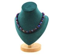 Collana Perle Lapislazzuli Del Pakistan + Granato 8 MM Catena IN Acciaio F