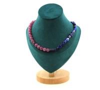 Collana Perle Lapislazzuli Del Pakistan + Lepidolite 8 MM Catena IN Collana Fem