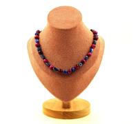 Collana Perle Lapislazzuli Del Pakistan + Occhio di Tigre Fucsia 8 MM Collana Fe