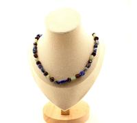 Collana Perle Lapislazzuli+Granato+Cianite Verde Catena IN Acciaio Taglia per