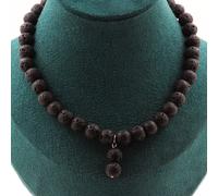 Collana Perle Lava 8 Mm + 2 Perle Lava 8 Mm. Catena In Acciaio Collana Donne