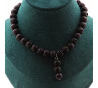 Collana Perle Lava 8 Mm + 3 Perle Lava 8 Mm. Catena In Acciaio Collana Donne
