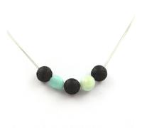 Collana Perle Lava 8 MM + Amazzonite Del Brasile Catena IN Acciaio Inossidabile