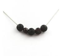 Collana Perle Lava 8 MM + Granato Del Mozambico Catena IN Acciaio Inossidabile
