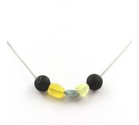 Collana Perle Lava 8 MM + Opale Giallo Australia + Apatite Del Brasile Catena E