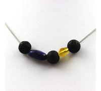 Collana Perle Lava 8 MM + Opale Giallo Australia + Lapislazzuli Del Catena IN