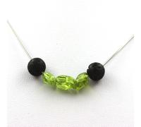 Collana Perle Lava 8 MM + Peridoto Di Myanmar (Birmania) Catena IN Acciaio