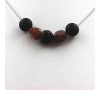 Collana Perle Lava 8 MM + Rubino Del Brasile Catena Acciaio