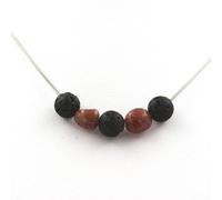 Collana Perle Lava 8 MM + Rubino Del Brasile Catena IN Acciaio Inossidabile