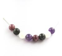 Collana Perle Lepidolite + Labradorite + Pietra Di Luna + Ametista 8 Catena E
