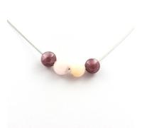 Collana Perle Lepidolite + Opale Rosa 8 MM Catena IN Acciaio Inossidabile