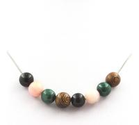 Collana Perle Malachite Del Congo + Ossidiana Nera + Opale Rosa + Catena IN A