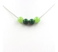Collana Perle Malachite + Peridoto 8 Mm. Catena IN Acciaio Inoxydable. Fe