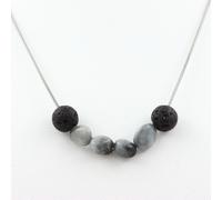Collana Perle Occhio di Tigre D'Africa Del Sud Catena IN Acciaio Inossidabile