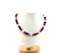 Pietre E Minerali. Collana Perle Occhio Di Falco + Lepidolite + Agata Foglia