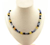 Pietre E Minerali. Collana Perle Occhio Di Falco + Opale Gialla + Cianite Blu