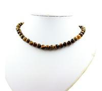Collana Perle Occhio di Tigre 8 MM Catena IN Acciaio Inossidabile