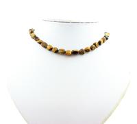 Collana Perle Occhio di Tigre D'Africa Del Sud Catena IN Acciaio Inossidabile